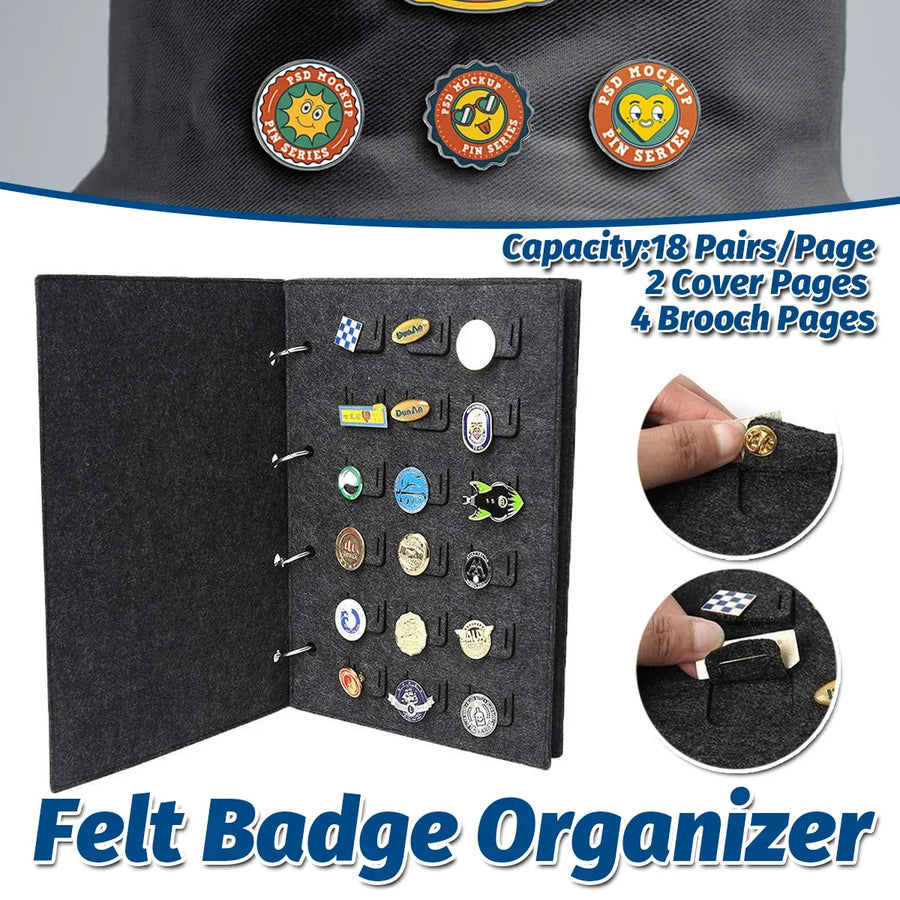 Felt Storage Book Loose-Leaf Folder For Jewelry Pin Brooch Commemorative Use