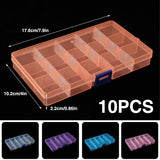10pcs 15Compartments Plastic Box Case Bead Storage Organizer Jewelry Craft Box - Side View