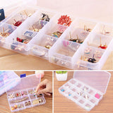 10pcs 15Compartments Plastic Box Case Bead Storage Organizer Jewelry Craft Box - Top-Down View