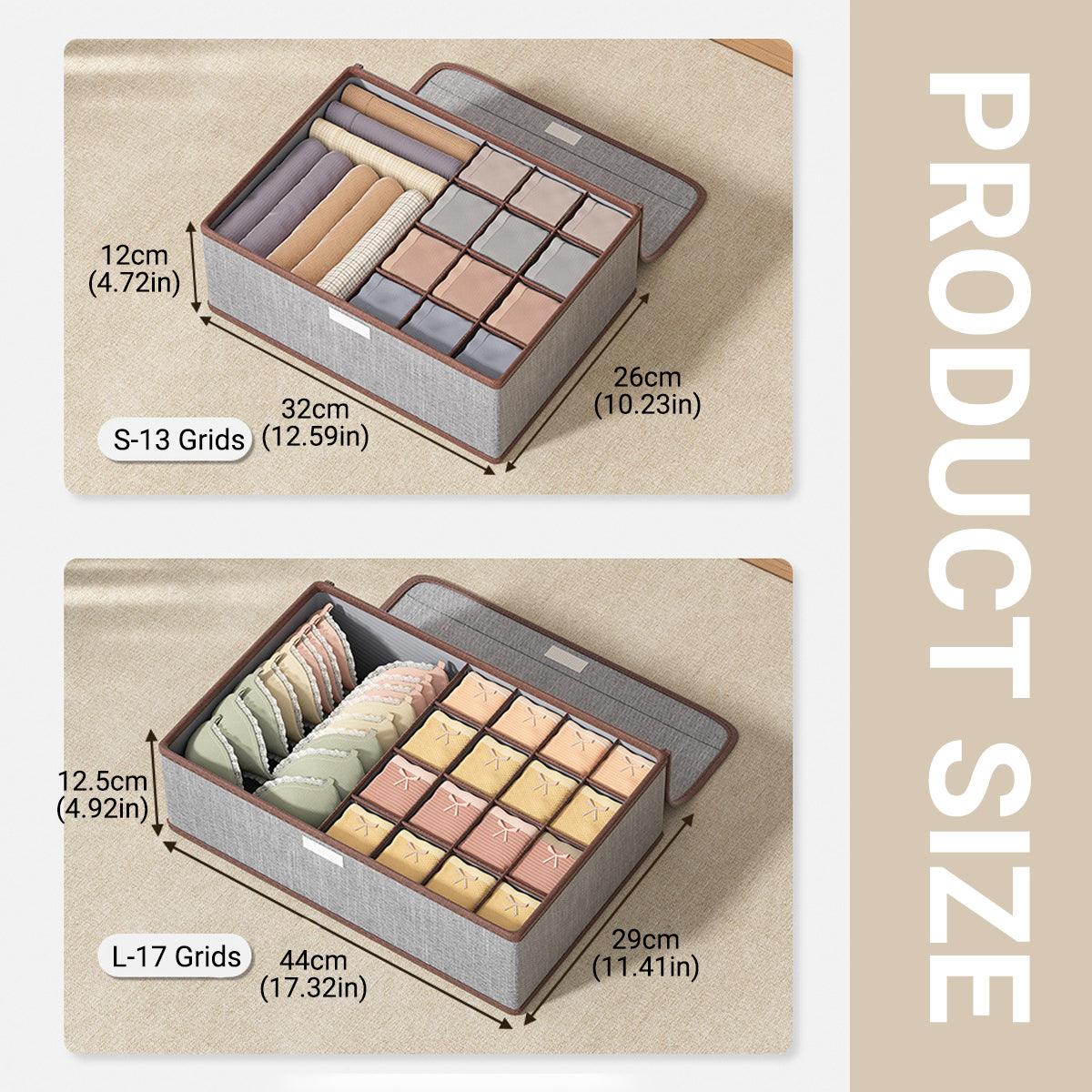 2pcs Drawer Organizer Divider Foldable Storage Box for Bra Sock Underwear Closet - Beige