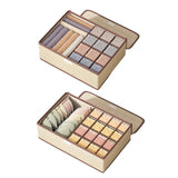 2pcs Drawer Organizer Divider Foldable Storage Box for Bra Sock Underwear Closet - Beige - Rear View