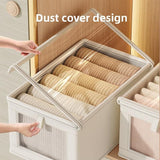 Dustproof Wardrobe Storage Box with Lid Large Clothes Organiser Container - Close-Up Angle