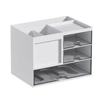 1-Piece Clear Desktop Drawer Organiser with 10 Labelling Cards