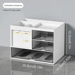 1-Piece Clear Desktop Drawer Organiser with 10 Labelling Cards