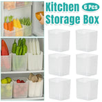 6-Piece Clear Fridge Storage Box Set