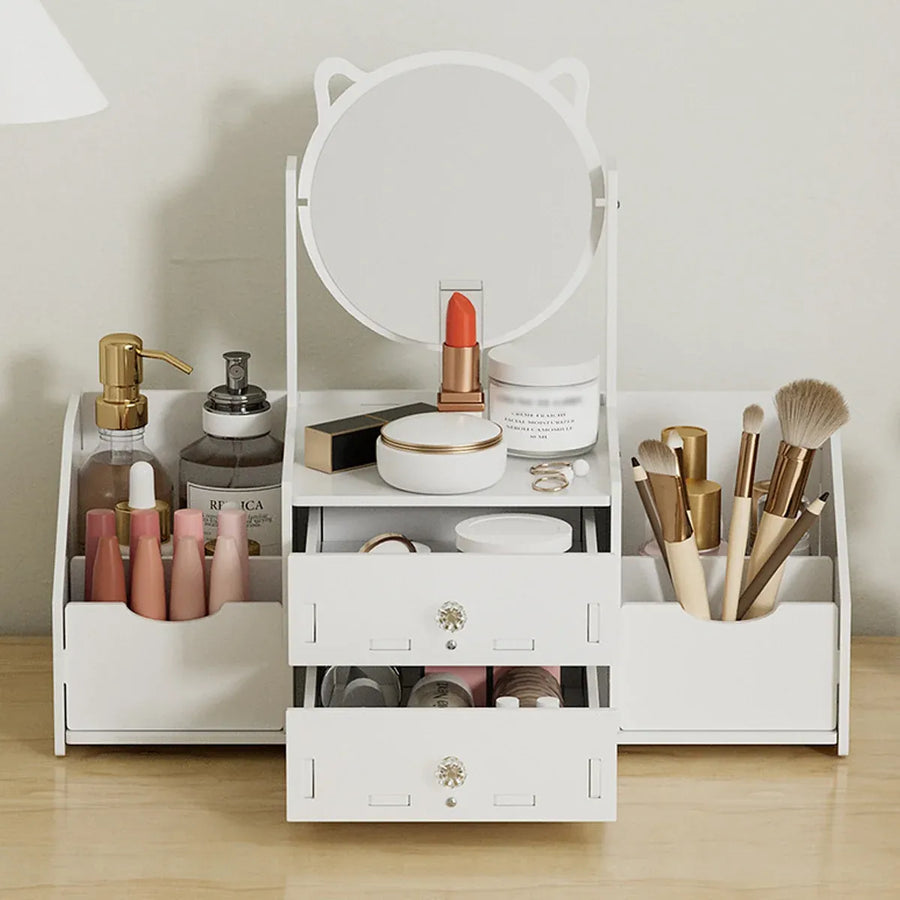 Vanity Mirror Jewellery Organiser Case Portable Cosmetic Makeup Storage Box
