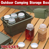 7pcs Portable Spice Bottle Set Travel BBQ Camping Storage Container Organizer