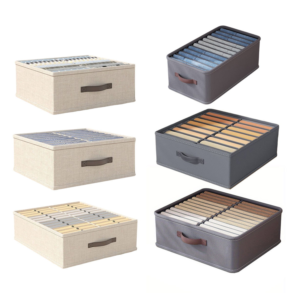 Closet Organizers Storage Bins Portable Washable Organizer for Clothing Socks - Beige-24 Grids