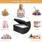 2PCS Black Foldable Storage Box Underbed with Lid Fabric Wardrobe Organizers