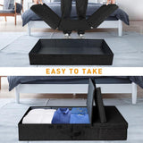 2PCS Black Foldable Storage Box Underbed with Lid Fabric Wardrobe Organizers