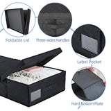 2PCS Black Foldable Storage Box Underbed with Lid Fabric Wardrobe Organizers - Close-Up Angle
