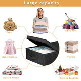 2PCS Black Foldable Storage Box Underbed with Lid Fabric Wardrobe Organizers - 45-Degree Angle