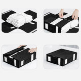 Fabric Storage Box Set Bedding Organizer Closet Blanket Quilt Storage Containers - Black - Low Angle