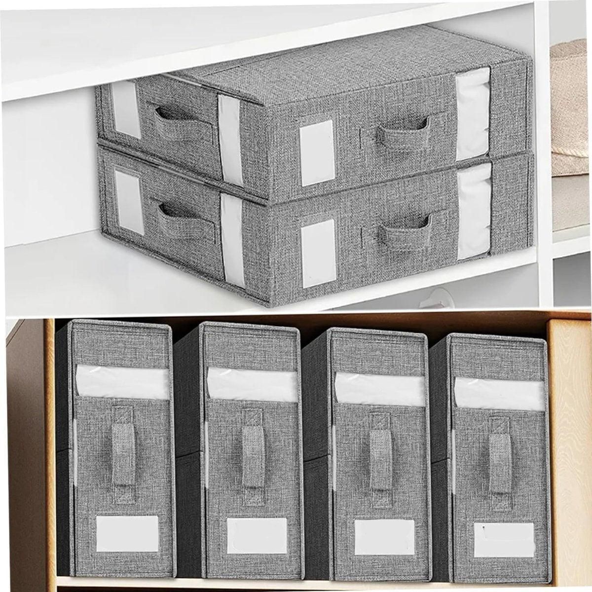 Fabric Storage Box Set Bedding Organizer Closet Blanket Quilt Storage Containers - Cream