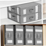 Fabric Storage Box Set Bedding Organizer Closet Blanket Quilt Storage Containers - Cream - Close-Up Angle