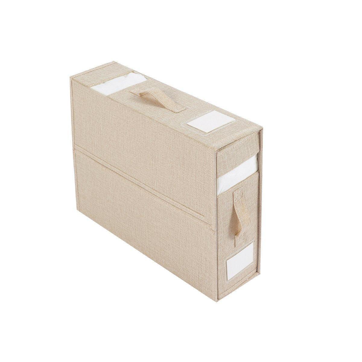 Fabric Storage Box Set Bedding Organizer Closet Blanket Quilt Storage Containers - Cream