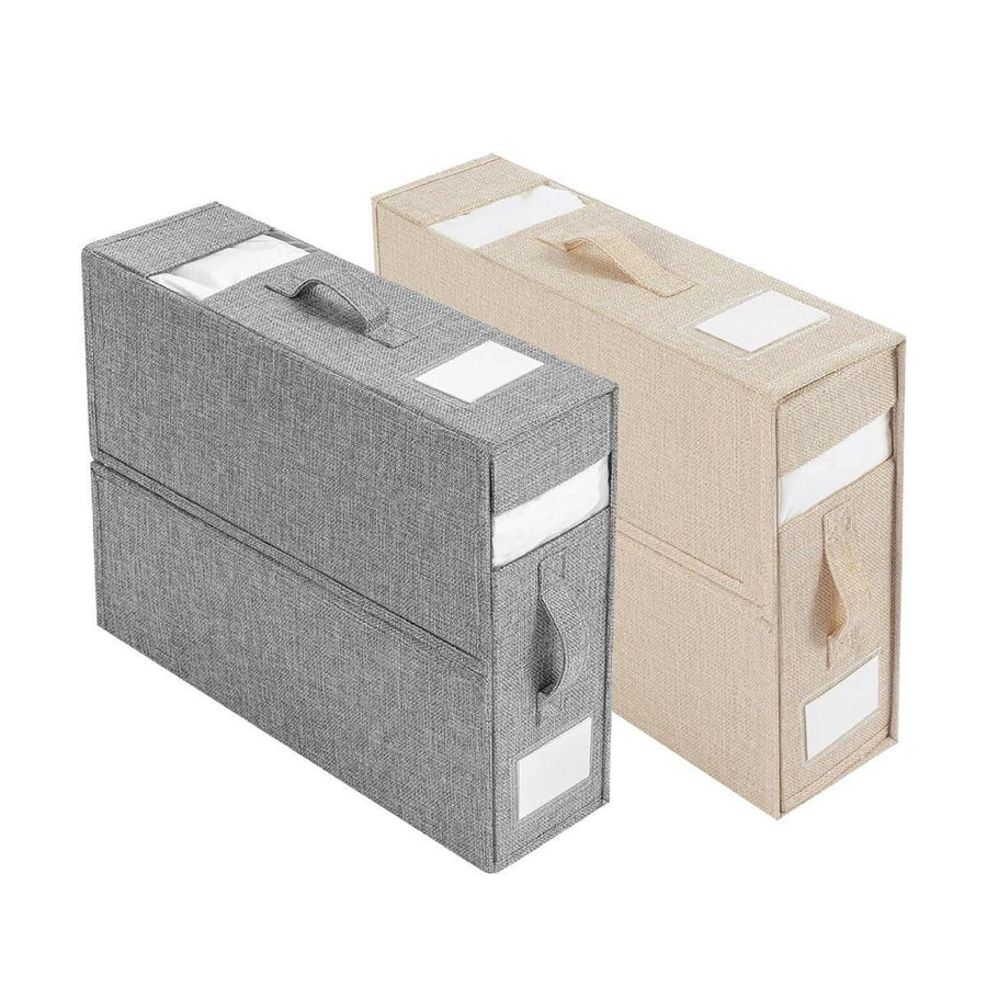Fabric Storage Box Set Bedding Organizer Closet Blanket Quilt Storage Containers - Grey