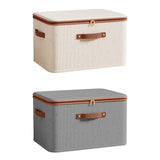 Clothing Storage Basket Large Capacity Foldable Organizer with Cover Household - Grey - Front View