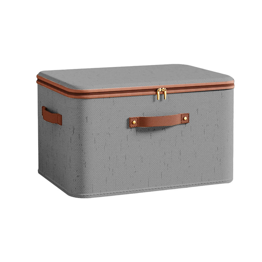 Clothing Storage Basket Large Capacity Foldable Organizer with Cover Household - Grey