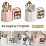 Rotating Cosmetic Pen Holder Dustproof Waterproof Storage Box Sanitary Organizer - Pink - Front View