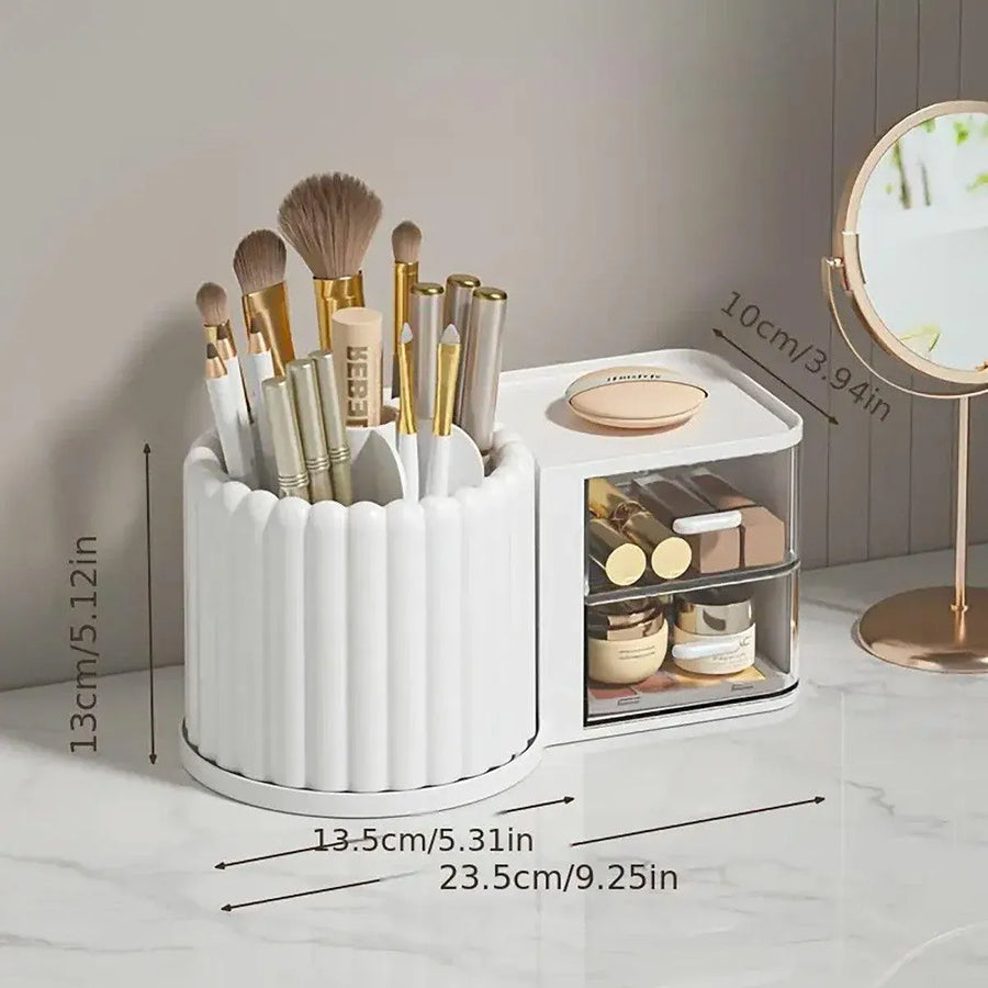 Rotating Cosmetic Pen Holder Dustproof Waterproof Storage Box Sanitary Organizer - Pink
