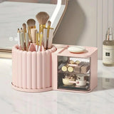 Rotating Cosmetic Pen Holder Dustproof Waterproof Storage Box Sanitary Organizer - Pink - Low Angle