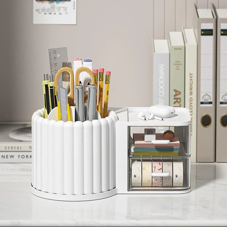 Rotating Cosmetic Pen Holder Dustproof Waterproof Storage Box Sanitary Organizer - Pink