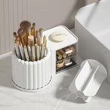 Rotating Cosmetic Pen Holder Dustproof Waterproof Storage Box Sanitary Organizer - Pink - Top-Down View