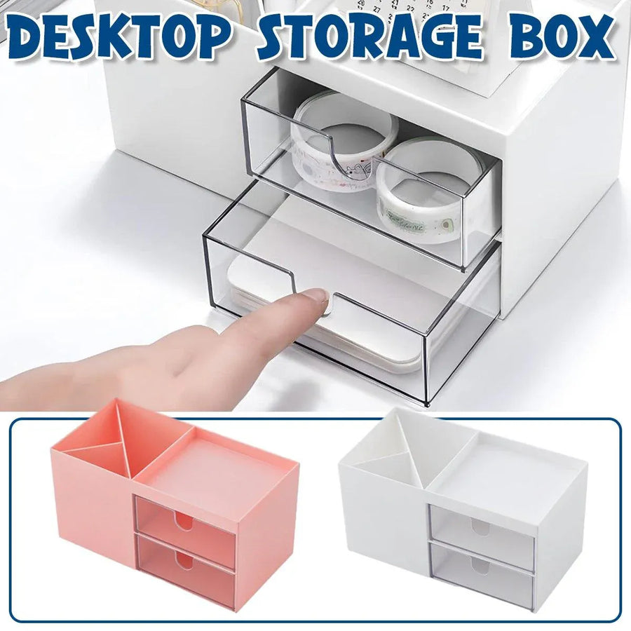 Multifunctional Desktop Organizer with Storage Drawer for Home Office Supplies - White