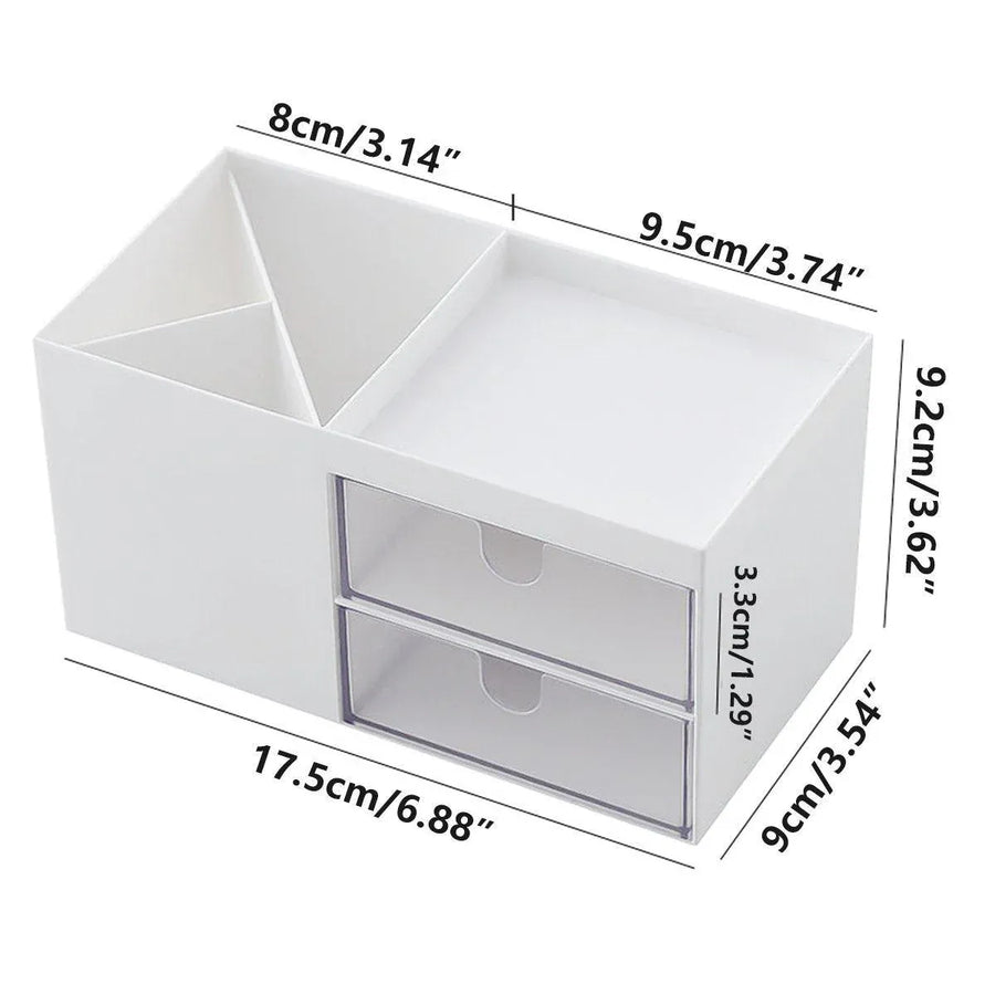 Multifunctional Desktop Organizer with Storage Drawer for Home Office Supplies - White