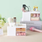 Multifunctional Desktop Organizer with Storage Drawer for Home Office Supplies - White