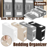 Fabric Storage Box Set Bedding Organizer Closet Blanket Quilt Storage Containers - White - Front View