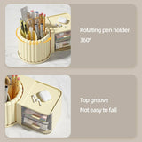 Rotating Cosmetic Pen Holder Dustproof Waterproof Storage Box Sanitary Organizer - White - Rear View