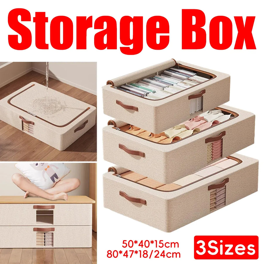 Home Foldable Under Bed Storage Box Clothes Shoes Bedding Dustproof Space Saving - XL