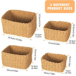 4-Piece Brown Woven Storage Basket Set