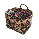 Portable Fabric Storage Basket Korean Pastoral Style Organizer for Home Sundries - Floral4 - Close-Up Angle