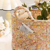 Portable Fabric Storage Basket Korean Pastoral Style Organizer for Home Sundries - Floral6