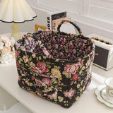 Portable Fabric Storage Basket Korean Pastoral Style Organizer for Home Sundries - Floral6