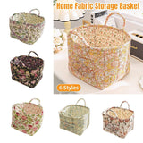 Portable Fabric Storage Basket Korean Pastoral Style Organizer for Home Sundries - Floral6