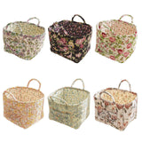 Portable Fabric Storage Basket Korean Pastoral Style Organizer for Home Sundries - Floral6 - Front View