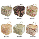 Portable Fabric Storage Basket Korean Pastoral Style Organizer for Home Sundries - Floral5