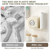 Wall Mounted Kitchen Storage Rack for Plastic Bags Rags Film Organizer Box Use - Green - Rear View