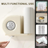 Wall Mounted Kitchen Storage Rack for Plastic Bags Rags Film Organizer Box Use - Green - Close-Up Angle