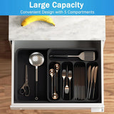 Expandable Cutlery Drawer Organizer Adjustable 6 Slot Kitchen Utensil Tray - Grey - Close-Up Angle