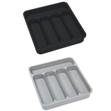 Expandable Cutlery Drawer Organizer Adjustable 6 Slot Kitchen Utensil Tray - Grey - Front View
