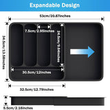 Expandable Cutlery Drawer Organizer Adjustable 6 Slot Kitchen Utensil Tray - Grey - Side View