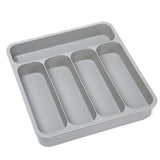 Expandable Cutlery Drawer Organizer Adjustable 6 Slot Kitchen Utensil Tray - Grey - Close-Up Angle