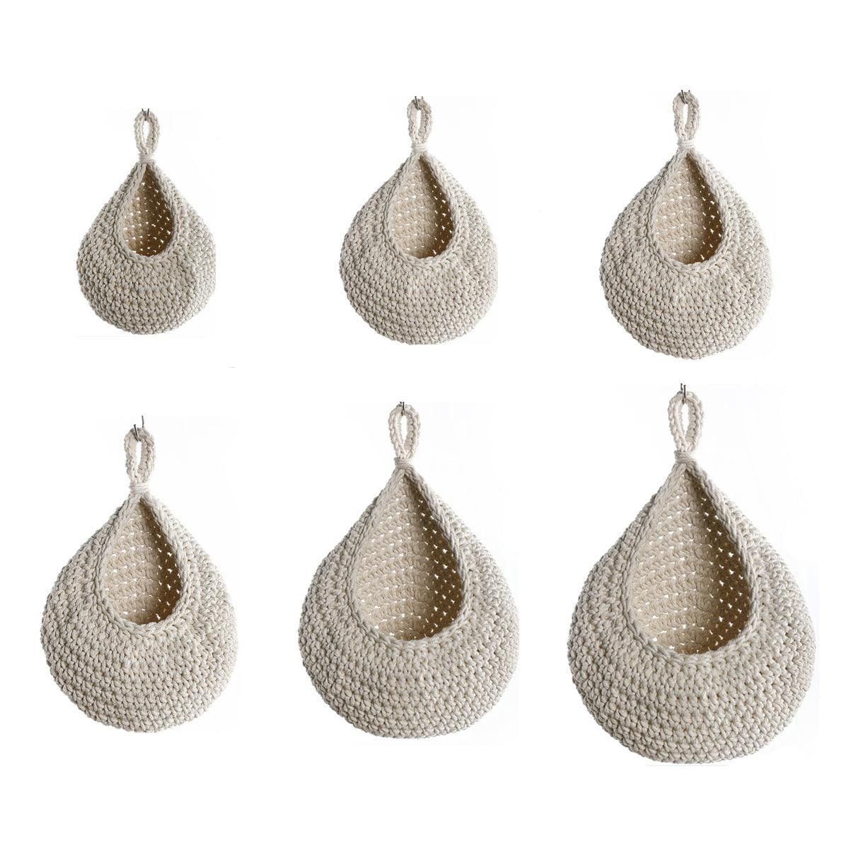 Cotton Rope Woven Storage Basket Wall Mount Fruit Vegetable Organizer Container - Mini