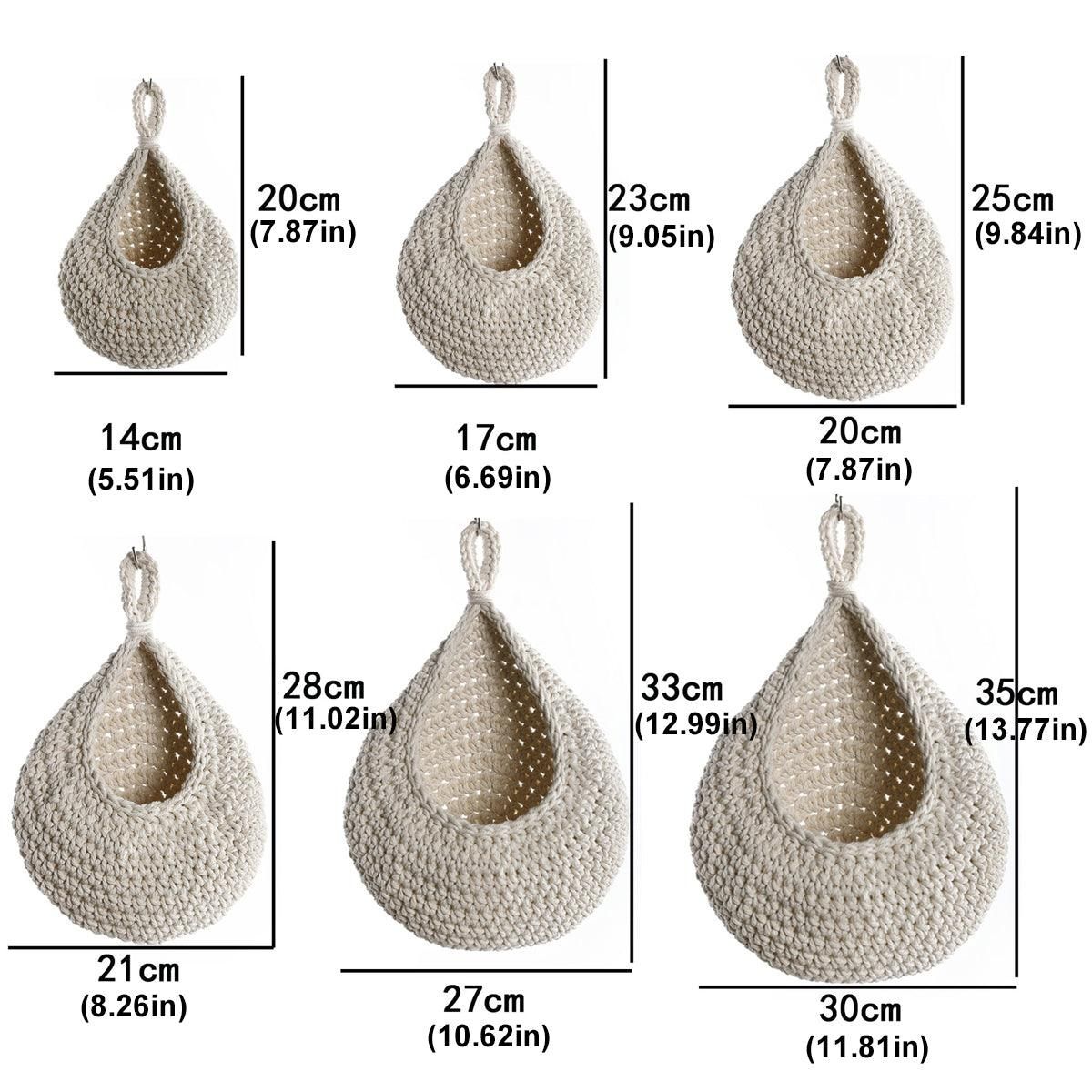 Cotton Rope Woven Storage Basket Wall Mount Fruit Vegetable Organizer Container - Mini