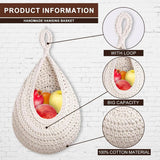 Cotton Rope Woven Storage Basket Wall Mount Fruit Vegetable Organizer Container - Mini